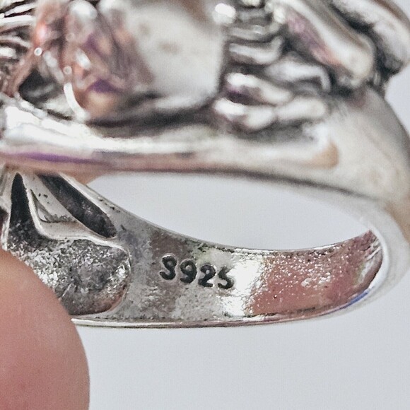 Silver 925 Retro Cat Original Opening Ring Adjustable Knuckle Women Kitty 6-7 - Picture 7 of 12